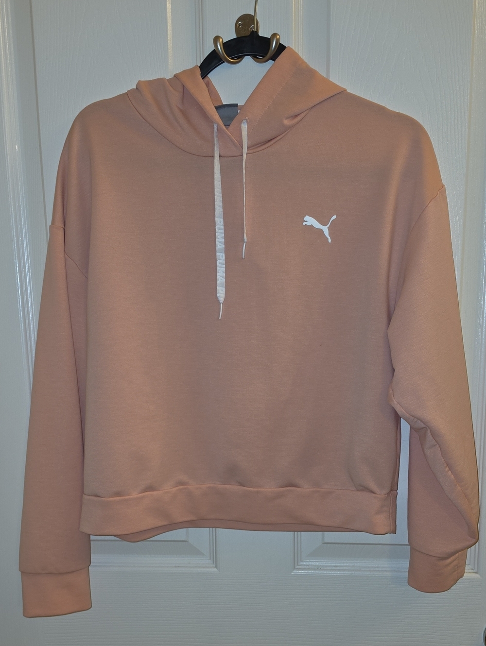 Puma Cropped Hoodie in Dusty Coral Pink